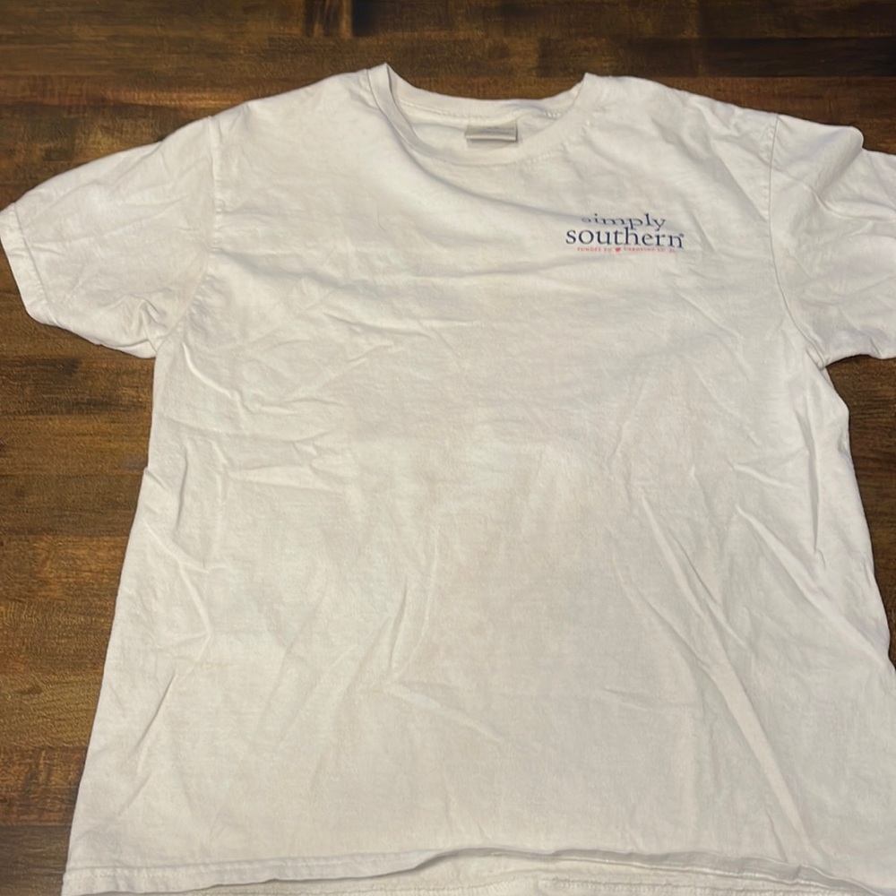 Girls L white simply southern tee